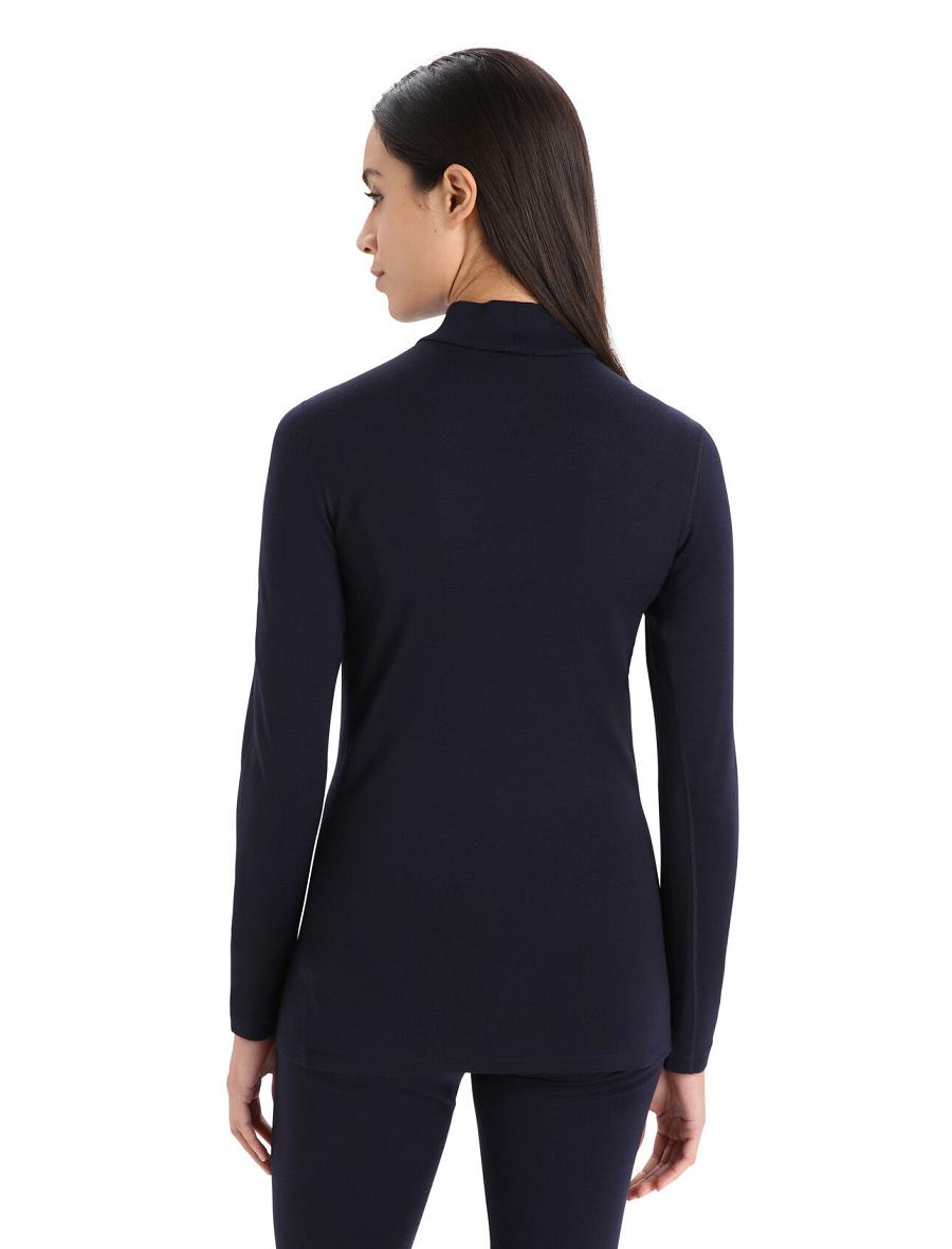 Midnight Navy Icebreaker Merino 260 Tech Long Sleeve Turtleneck Women's Base Layers | AU 1827RVDW